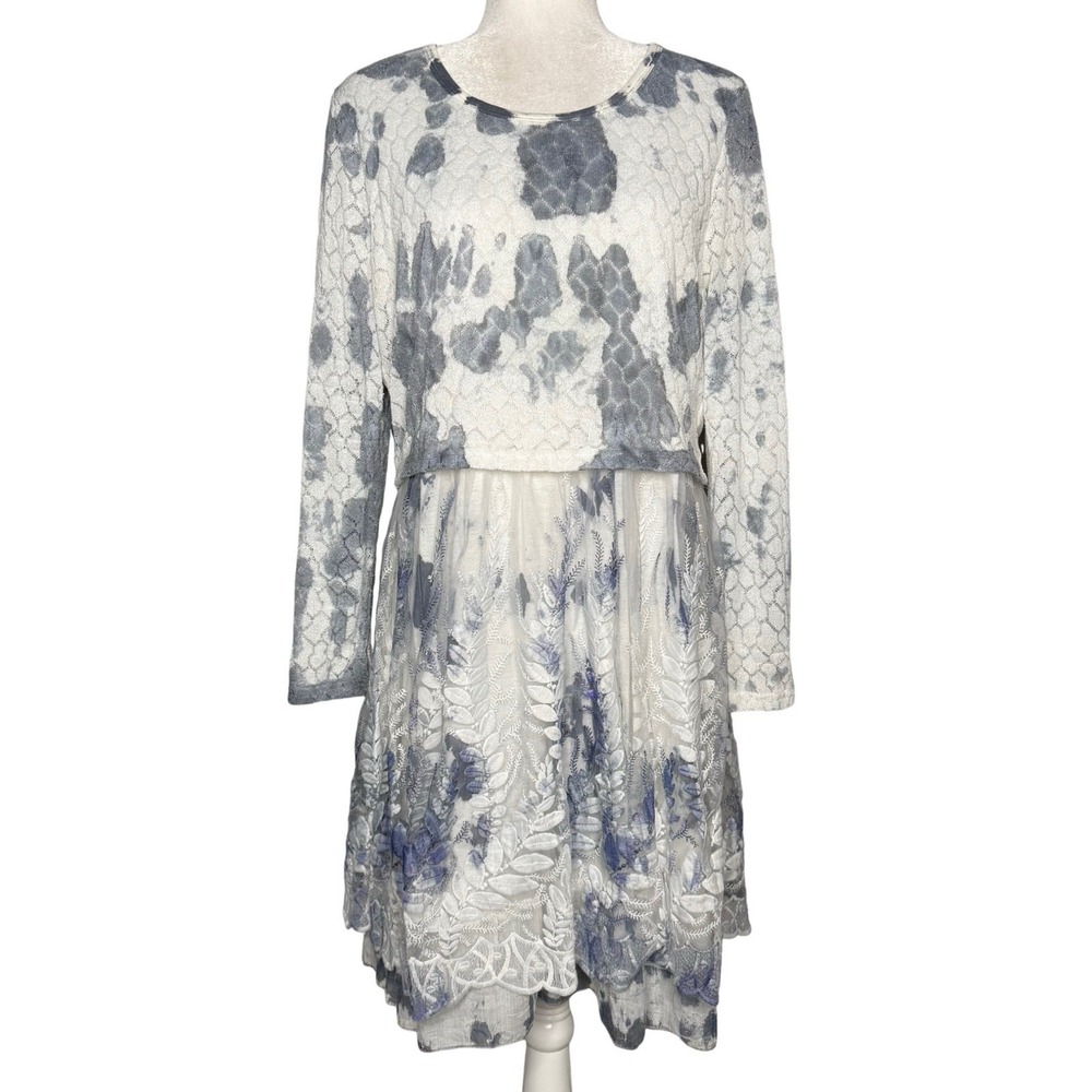 The Pyramid Collection Dress Large Fairy Artsy Lace Mesh Overlay Layered